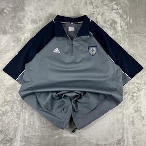 Adidas Gray & Navy Quarter Zip Short Sleeve Athletic Pullover Jacket Size L